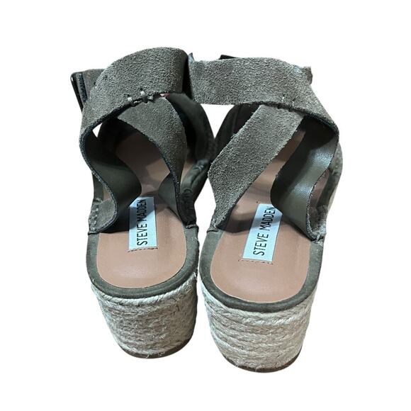 Steve Madden Green Suede Espadrille Platform Elody Sandals Size 8 - Picture 4 of 7